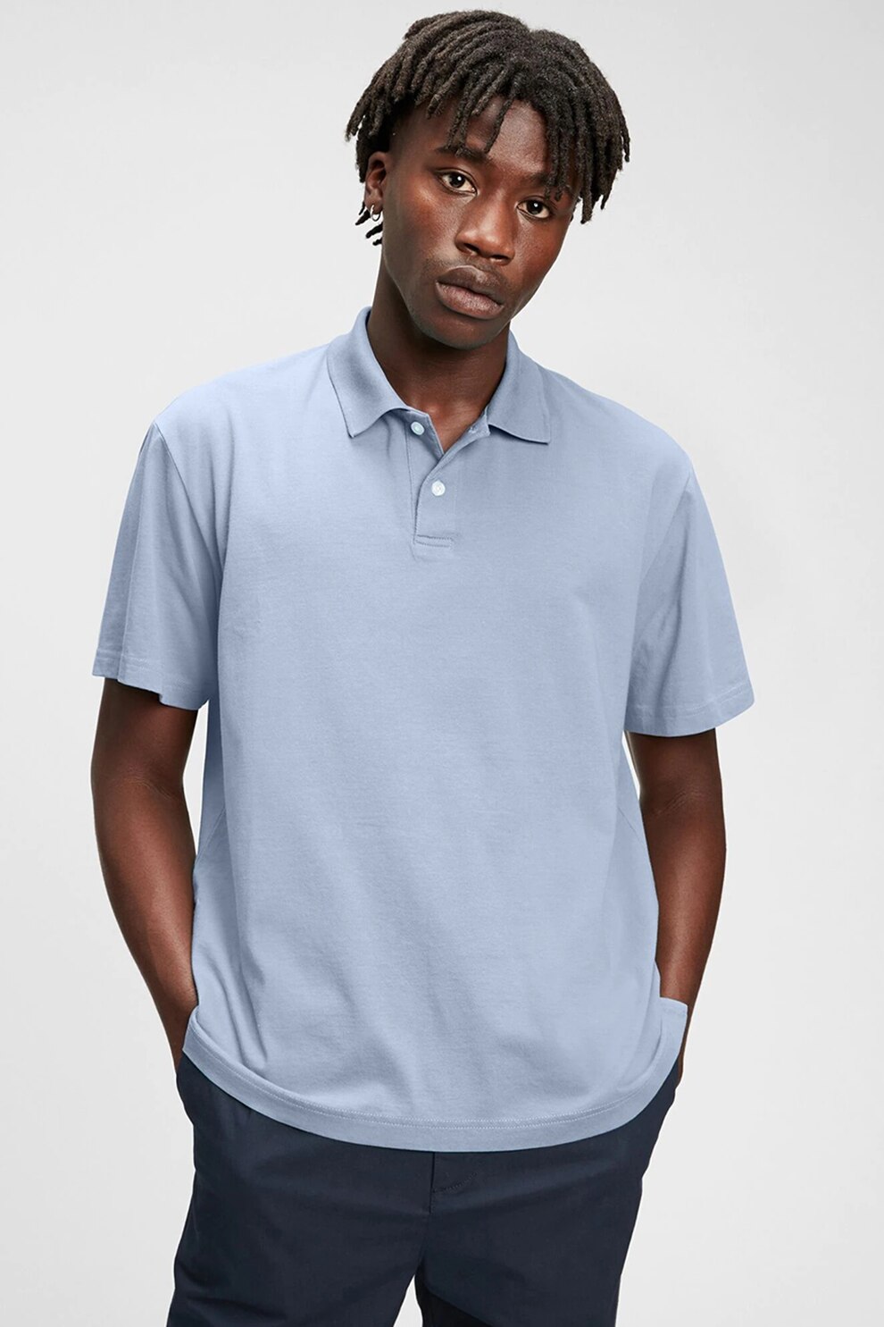 GAP, Tricou polo din bumbac organic, Albastru lavanda