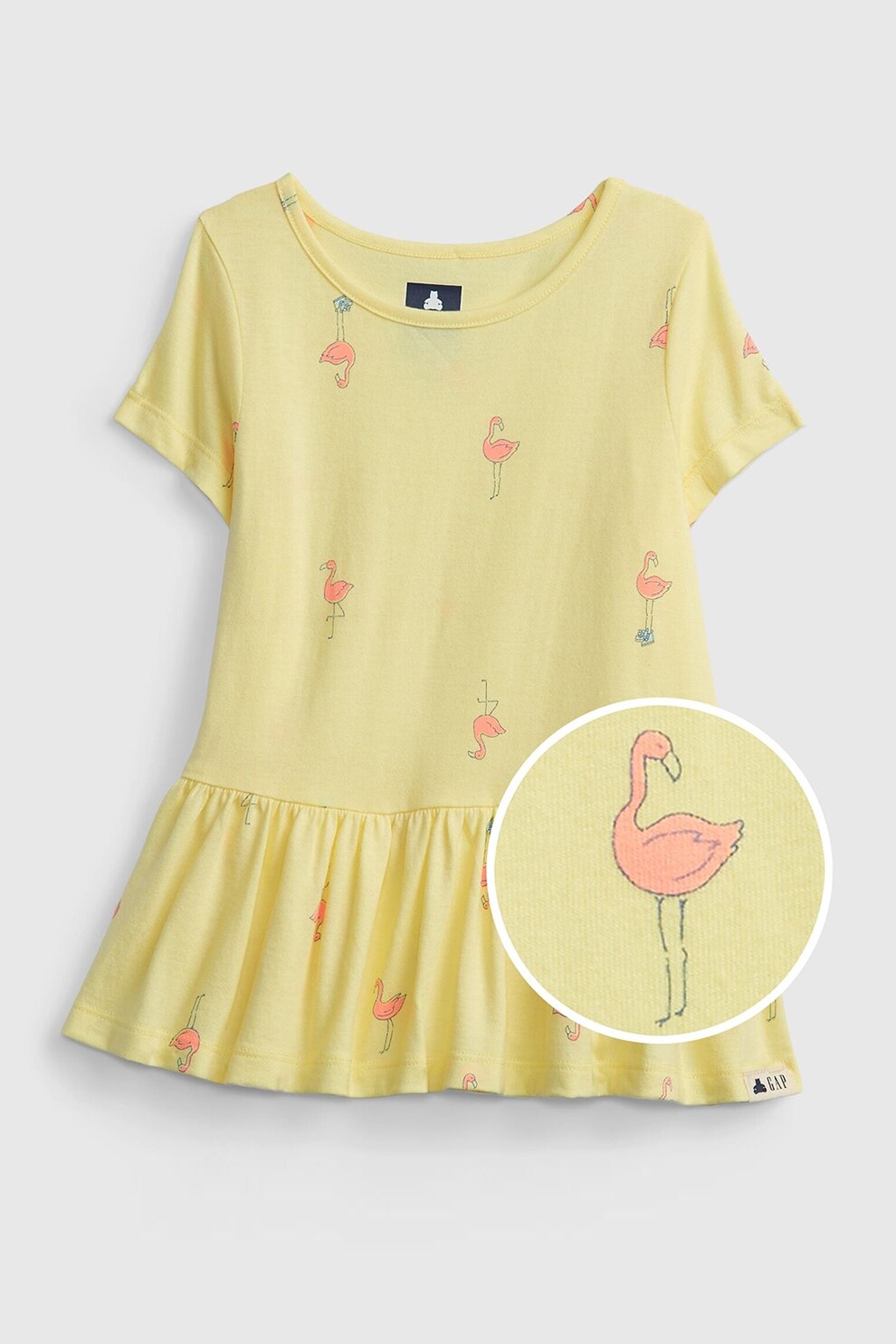 GAP, Tricou din bumbac cu terminatie peplu, Galben/Roz