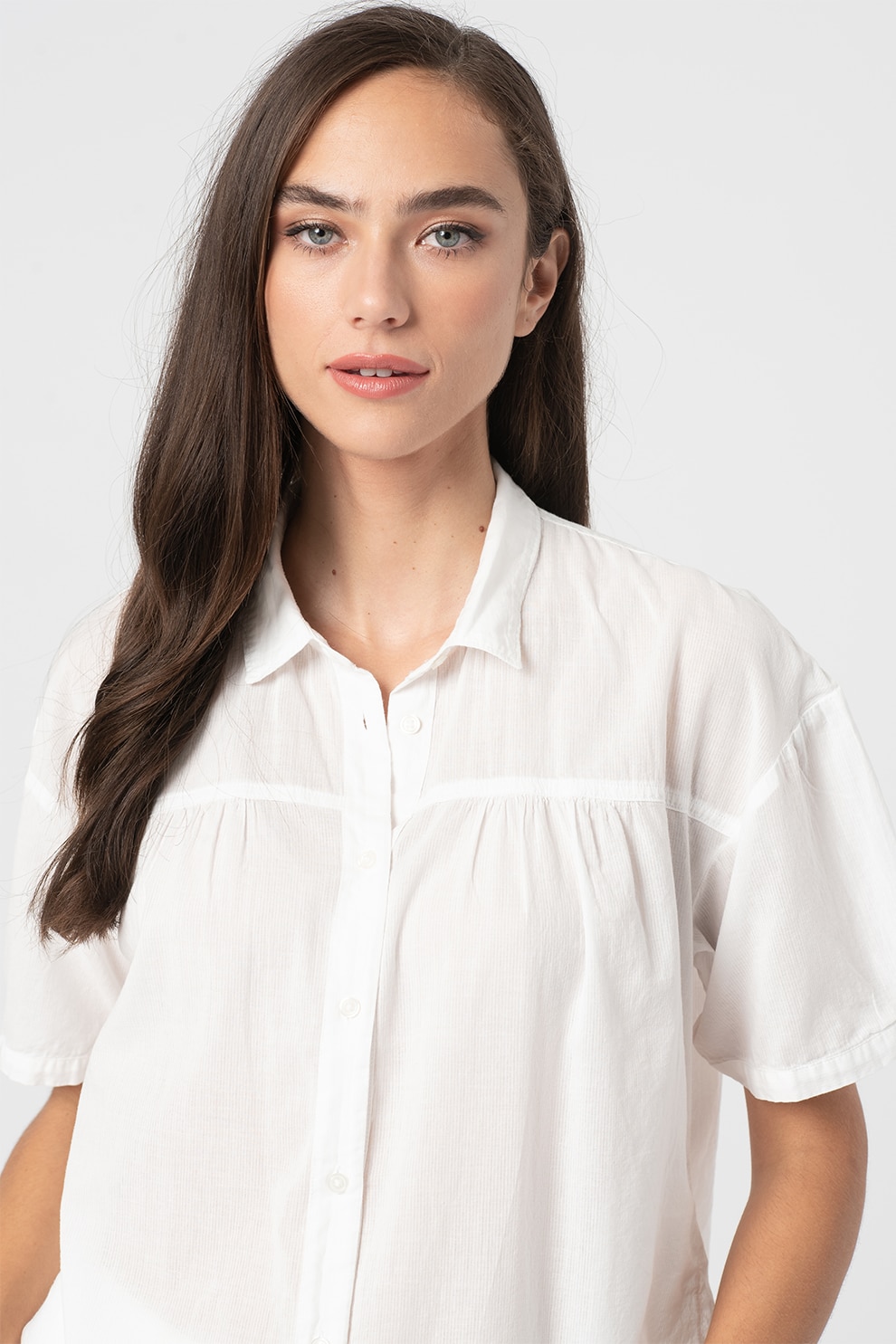 GAP, Camasa de bumbac cu terminatie rotunda, Alb optic