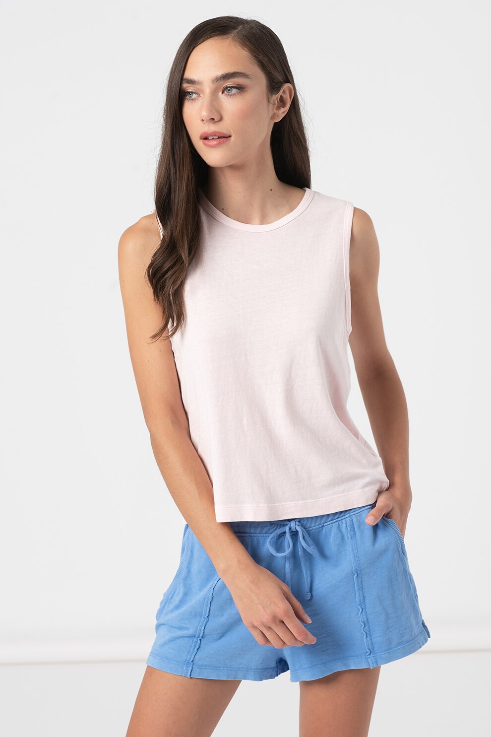 GAP, Top din jerseu cu decolteu la baza gatului, Roz pal