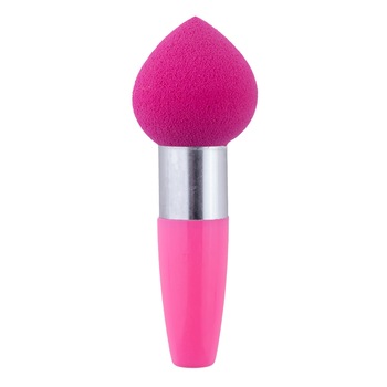 Burete makeup cu maner, pentru fondul de ten - red + pink Burete makeup cu maner, pentru fondul de ten - red + pink