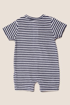 Marks & Spencer, Salopeta scurta cu model in dungi si buzunar pe piept, Bleumarin/Alb Marks & Spencer, Salopeta scurta cu model in dungi si buzunar pe piept, Bleumarin/Alb