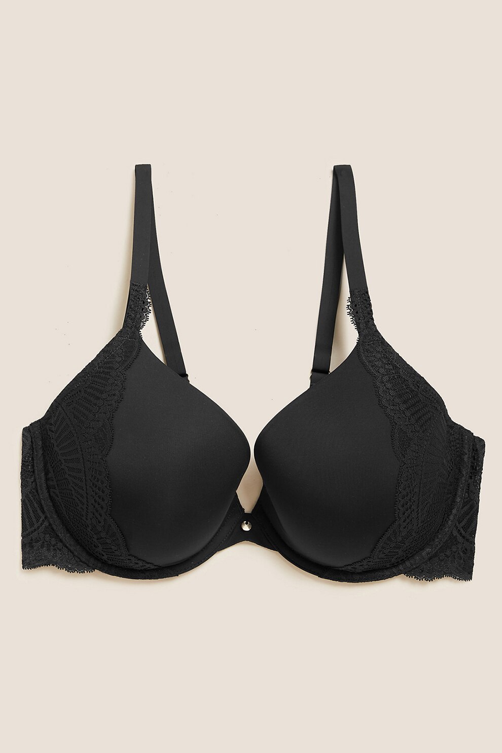 Marks & Spencer, Sutien push-up cu garnituri din dantela Perfect Fit™, Negru