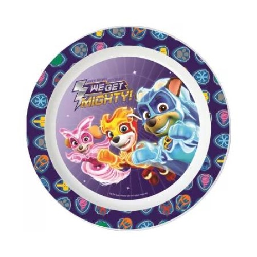 Farfurie intinsa din plastic pentru copii Paw patrol, diametru 22 cm, compatibila cu microunde