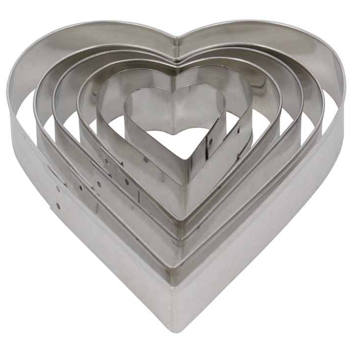 Set forme de prajituri, inima, 6 bucati