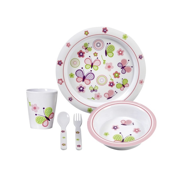 Set vesela camping copii, 5 buc, fluturi