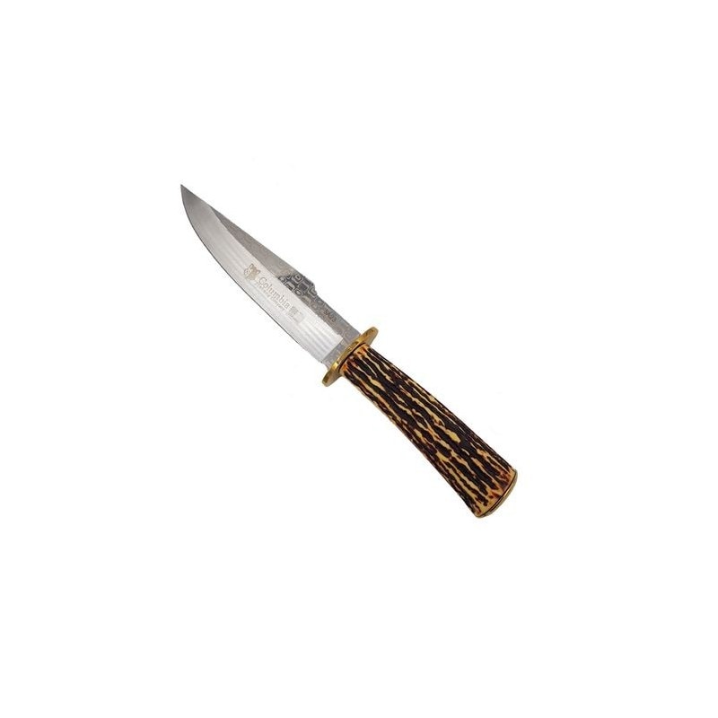 Cutit de vanatoare, Columbia, maner cu imitatie de corn, 31 cm, auriu