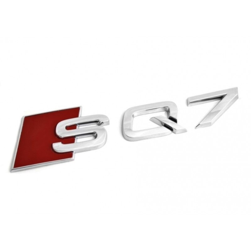 Emblema Audi SQ7, autocolanta, Rosu/Crom