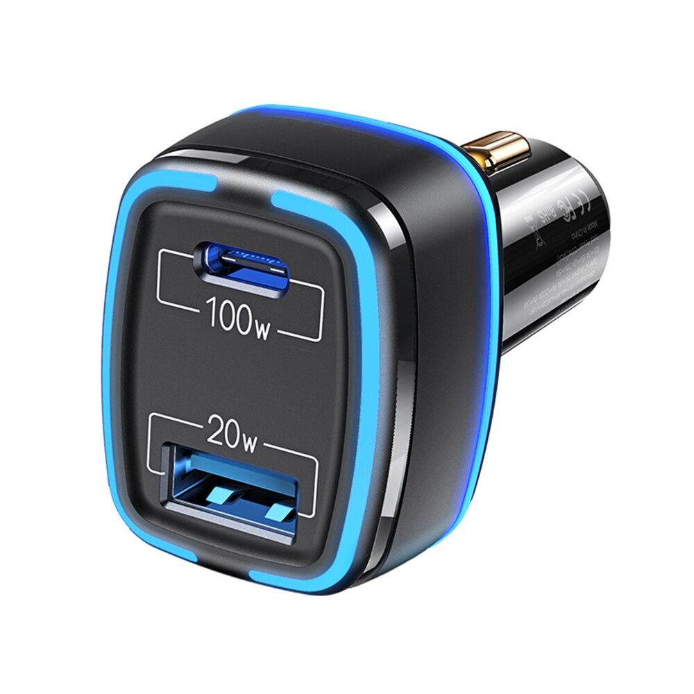Incarcator Auto 120W, 5V, 2 Porturi USB, USB-C, USAMS, Negru
