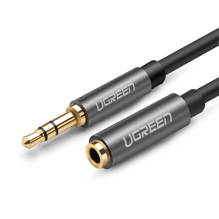 Кабел Ugreen Aux 3.5mm Mini Jack Extension Cord, 1m, сребрист