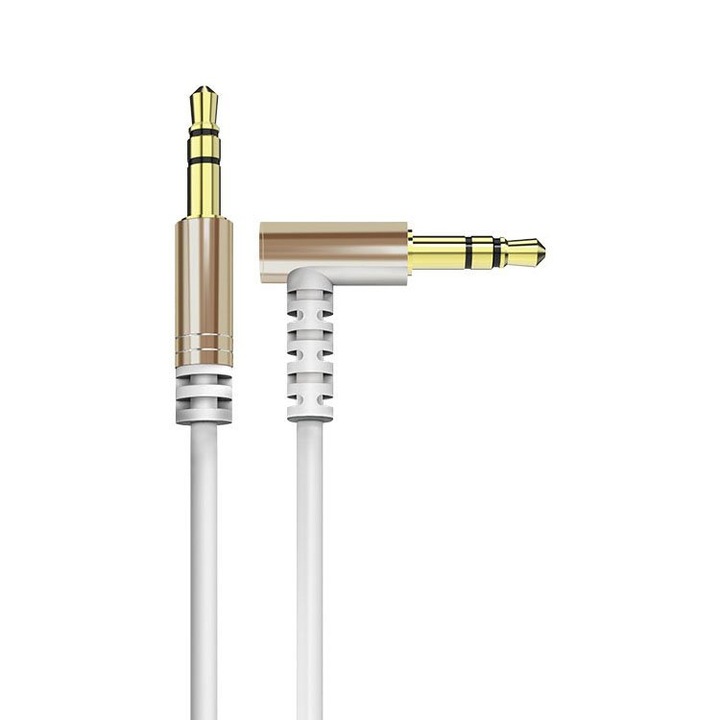 Кабел Dudao L11 Angled с Aux Mini Jack 3.5mm, 1m, бял