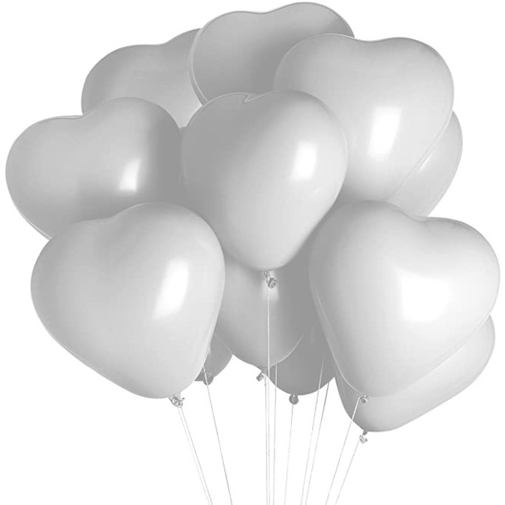 Set 25 baloane inima , alb , 25 cm