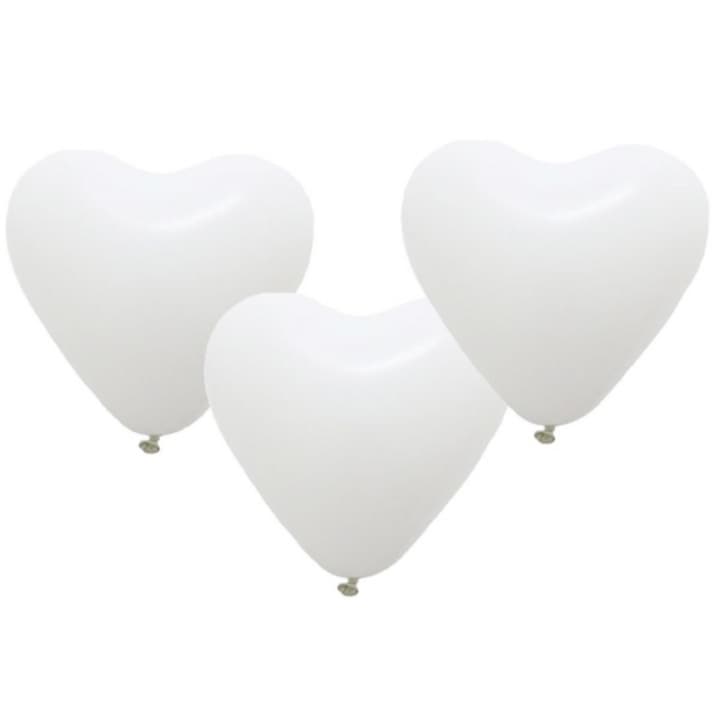 Set 25 baloane inima , alb , 25 cm