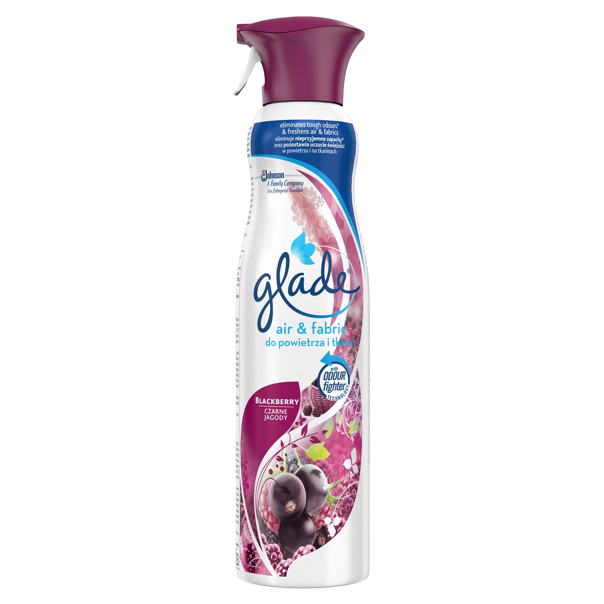 Odorizant de aer cu actiune instanta pentru camera Glade Air & Fabric Blackberry, 275 ml