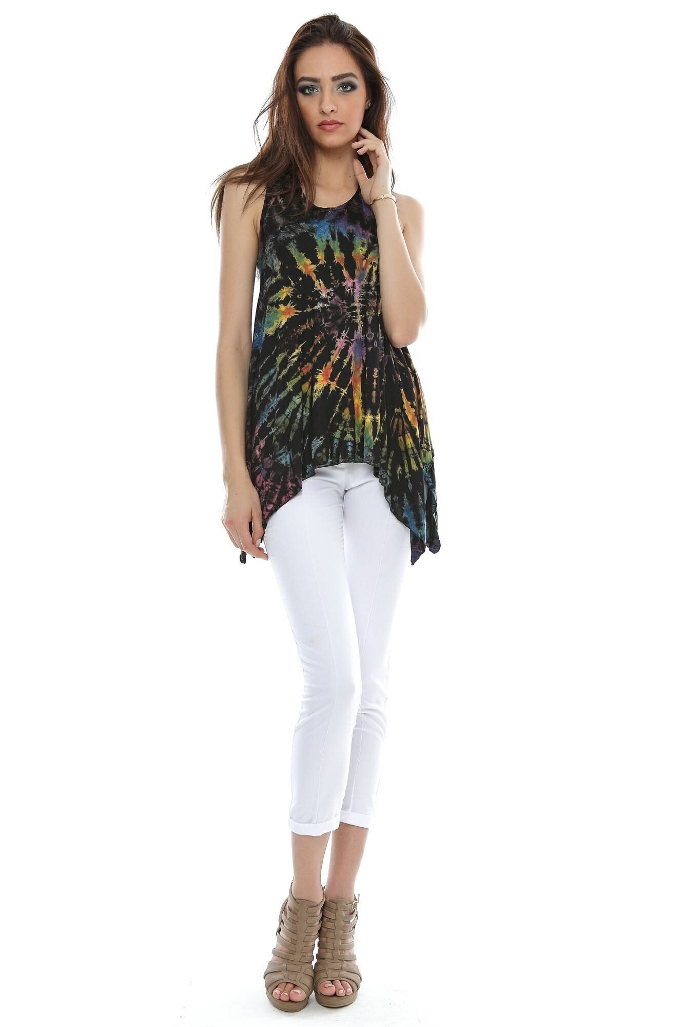 Bluza neagra de dama, ROH, cu imprimeu multicolor