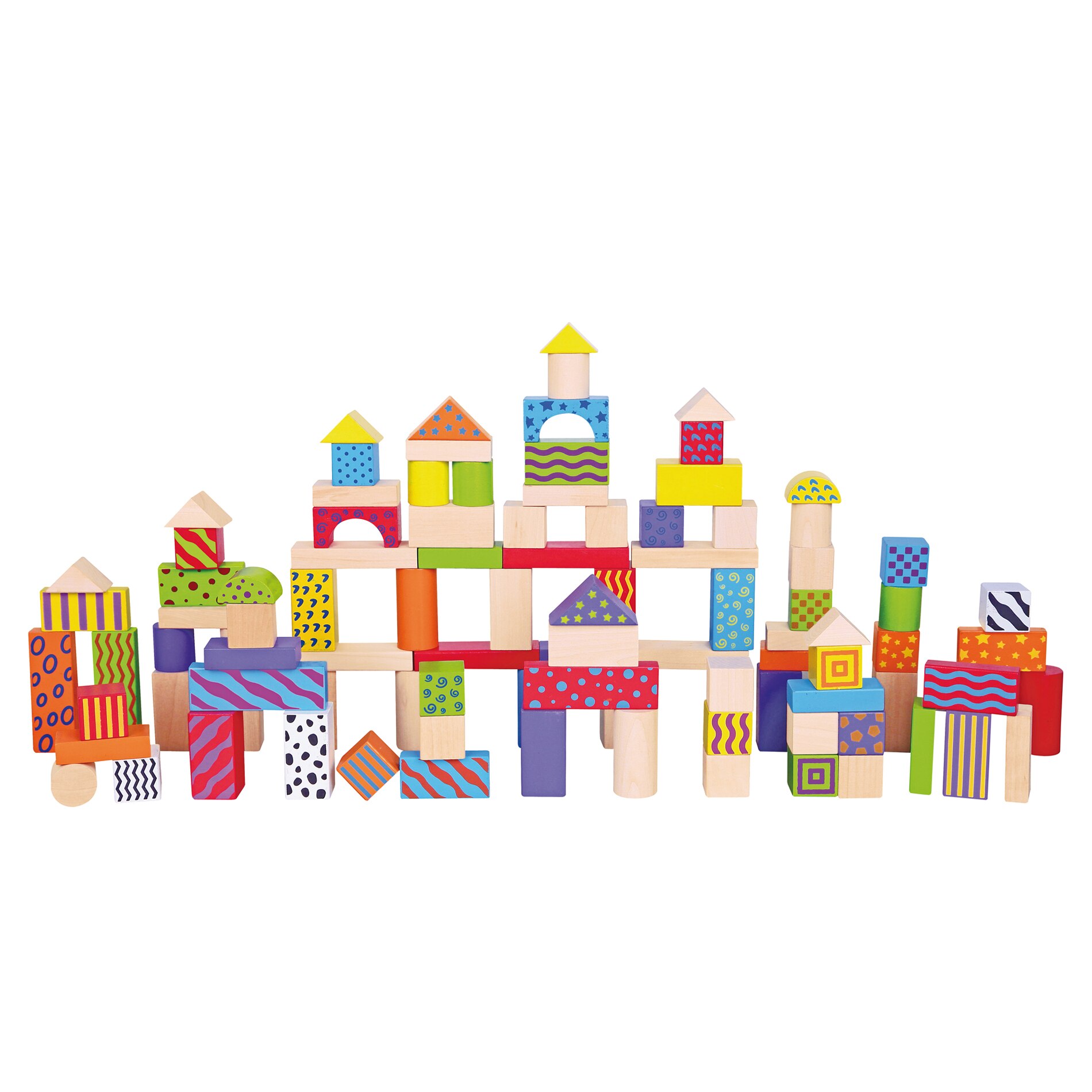 Jucarie cuburi din lemn, 100 piese, Andreu Toys