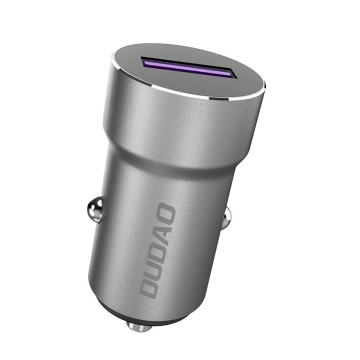 Dudao autós töltő, Gyors töltés, USB 5 A 22,5 W, 3,0 VOOC, Szürke