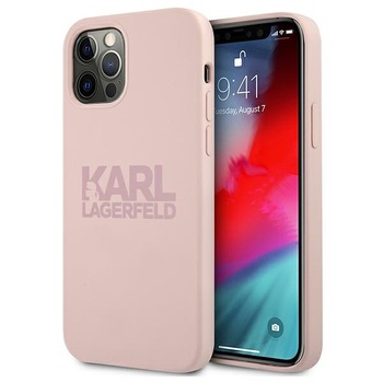 Husa pentru iPhone 12 / 12 Pro Karl Lagerfeld Silicone Stack Logo pink Husa pentru iPhone 12 / 12 Pro Karl Lagerfeld Silicone Stack Logo pink