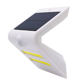 Lampa solara led Out-Door 1.8W, de perete, cu senzor de miscare, 3 moduri de operare si lumina ambientala decorativa de fundal alb cald Lampa solara led Out-Door 1.8W, de perete, cu senzor de miscare, 3 moduri de operare si lumina ambientala decorativa de fundal alb cald
