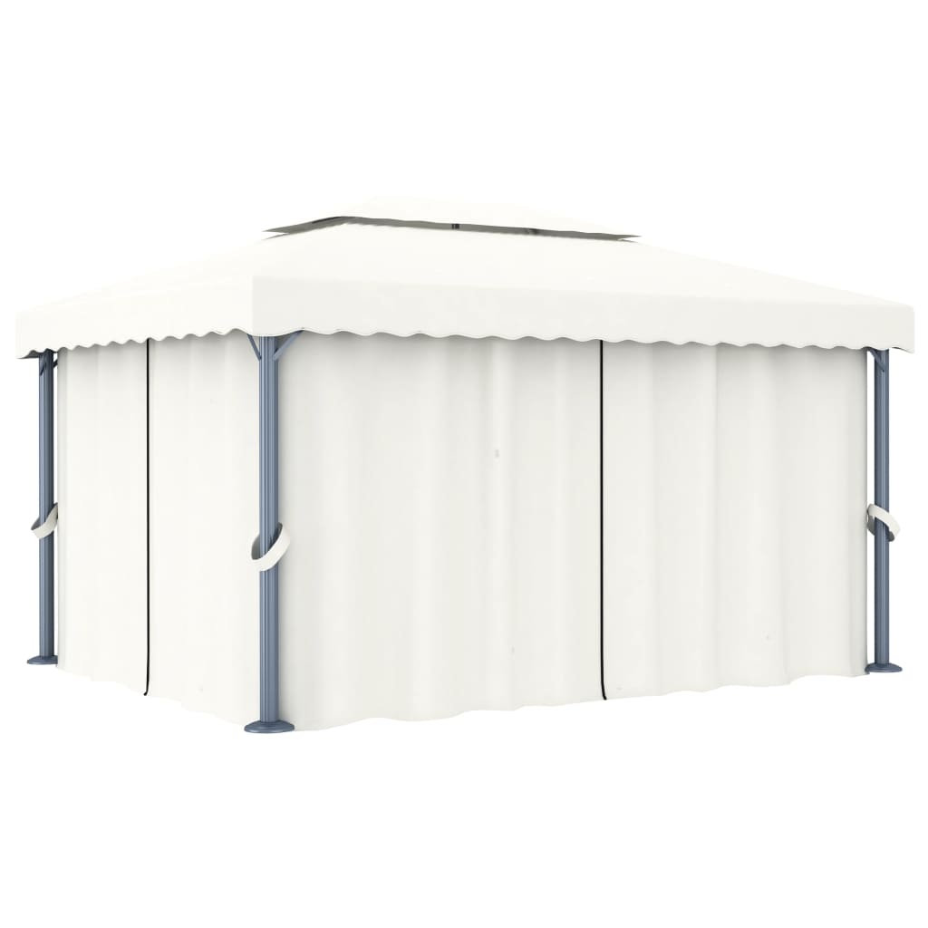 Pavilion cu perdea vidaXL, Aluminiu, 400 x 300 cm, Crem