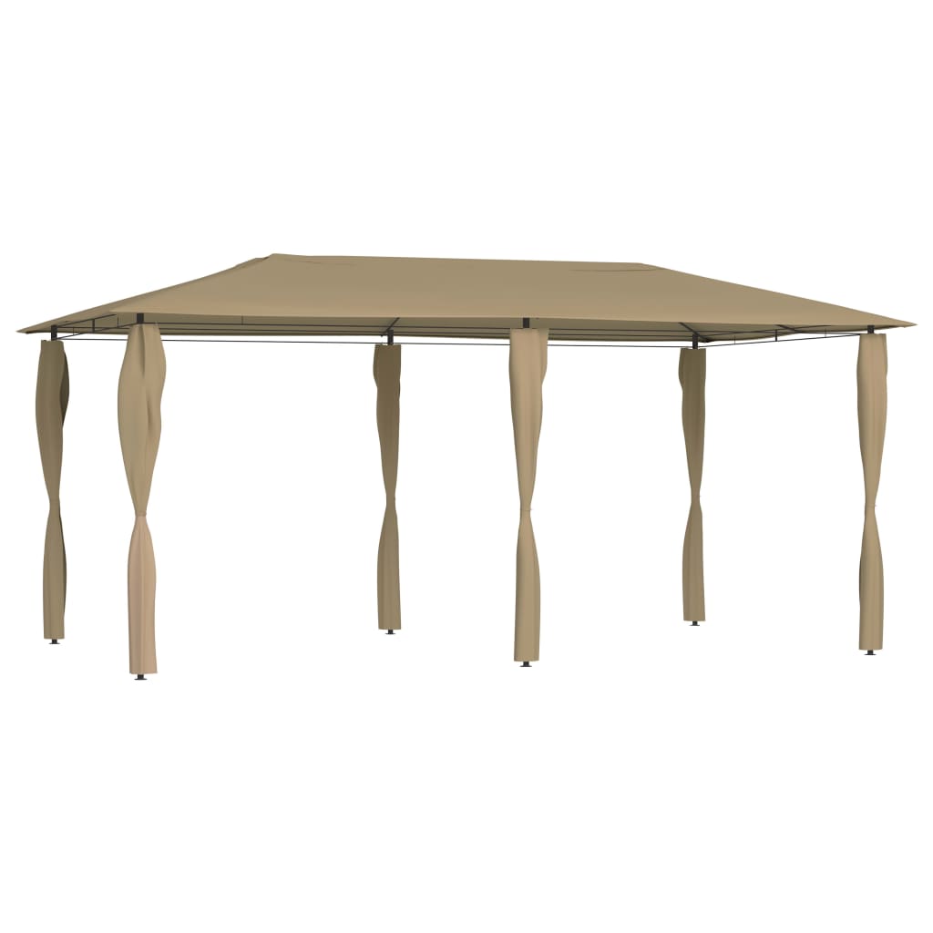Pavilion de gradina cu pereti laterali, vidaXL, Textil-otel, 3 x 6 x 2.6 m, 160 g/m², Gri taupe