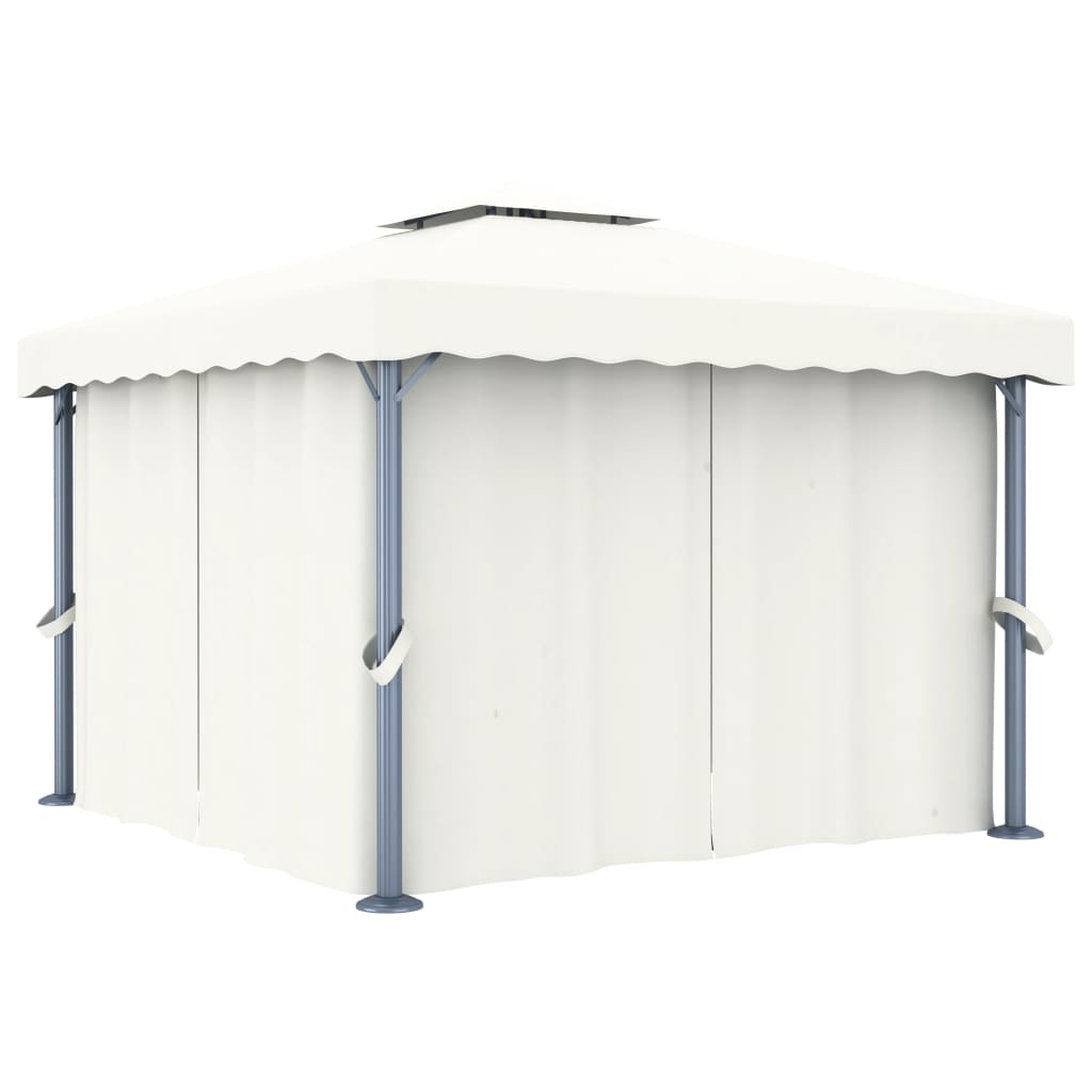 Pavilion cu perdea vidaXL, Aluminiu, 300 x 300 cm, Crem