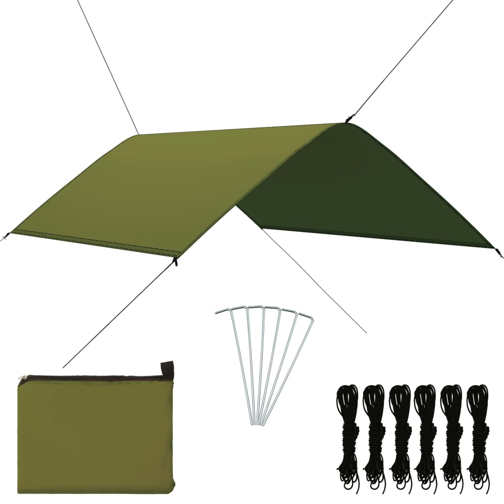 Set prelata-copertina de exterior, vidaXL, Tesatura din poliester 180 T cu invelis din PA, 3 x 2 m, Verde