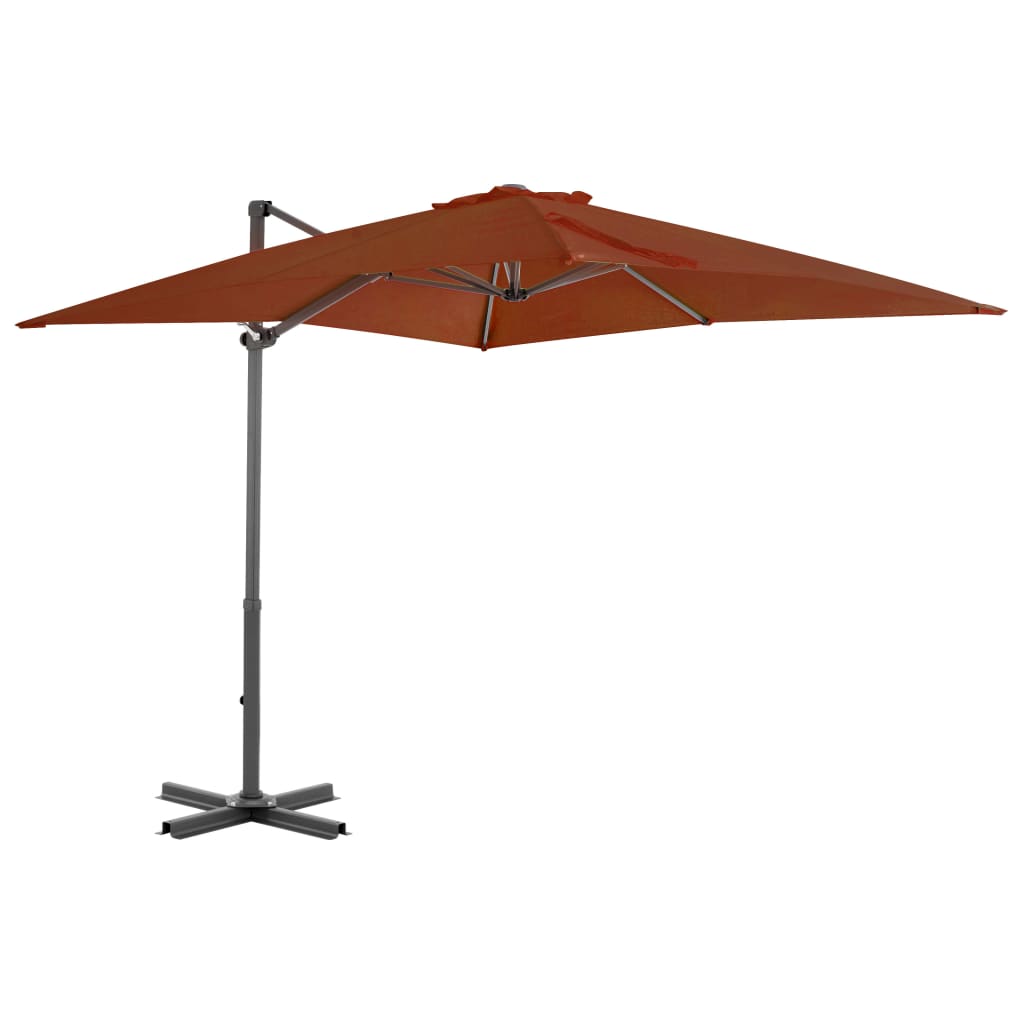 Umbrela de exterior suspendata cu inclinare si rotire la 360 de grade vidaXL, 250 x 250 x 230 cm, Caramiziu