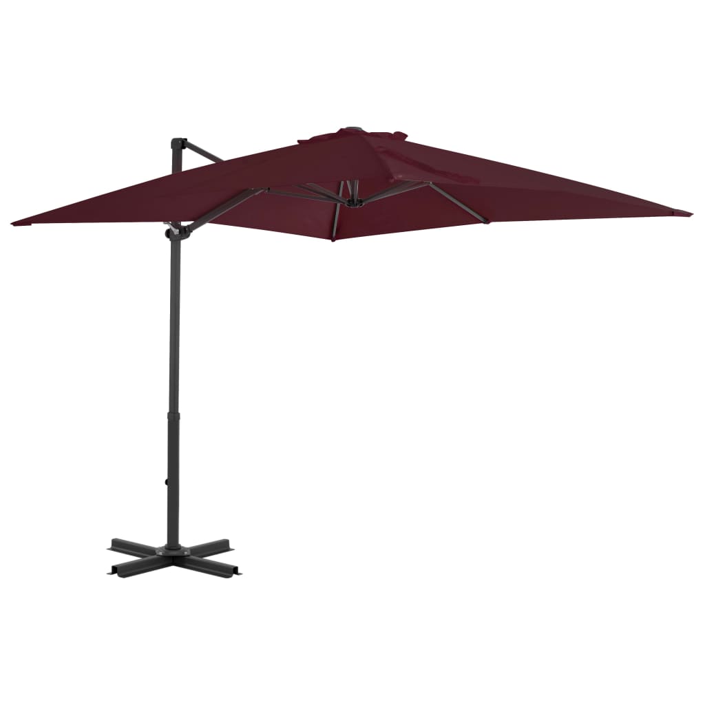 Umbrela de exterior suspendata cu inclinare si rotire la 360 de grade vidaXL, 250 x 250 x 230 cm, Rosu bordo