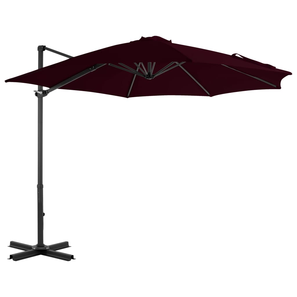 Umbrela de exterior suspendata cu inclinare si rotire la 360 de grade vidaXL, 300 x 238 cm, Rosu