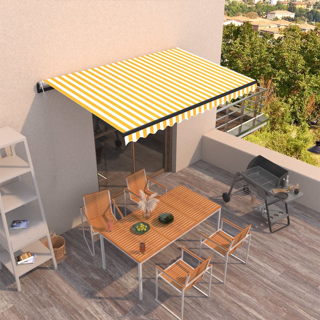 Copertina retractabila automat vidaXL, Aluminiu, 450 x 350 cm, Galben/Alb