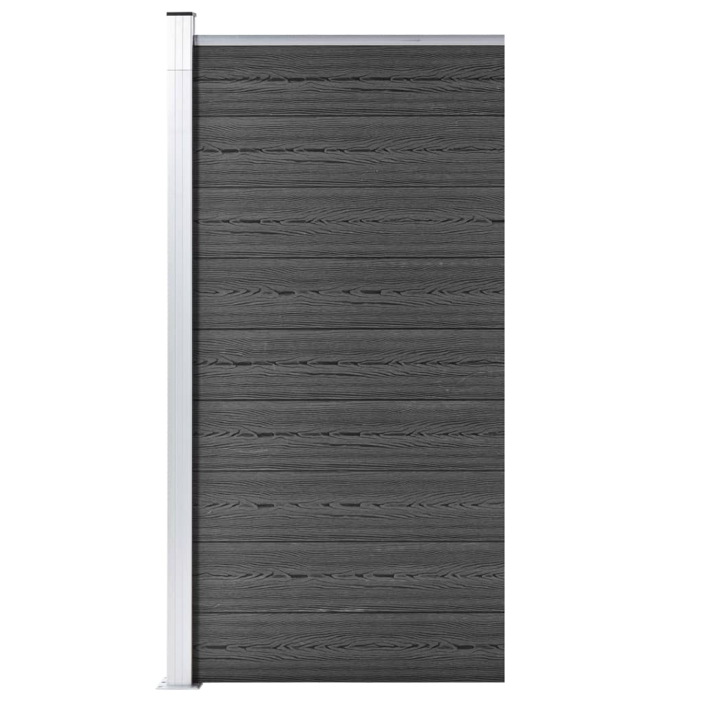 Panou de gard vidaXL, Lemn compozit, 95 x 186 cm, Negru