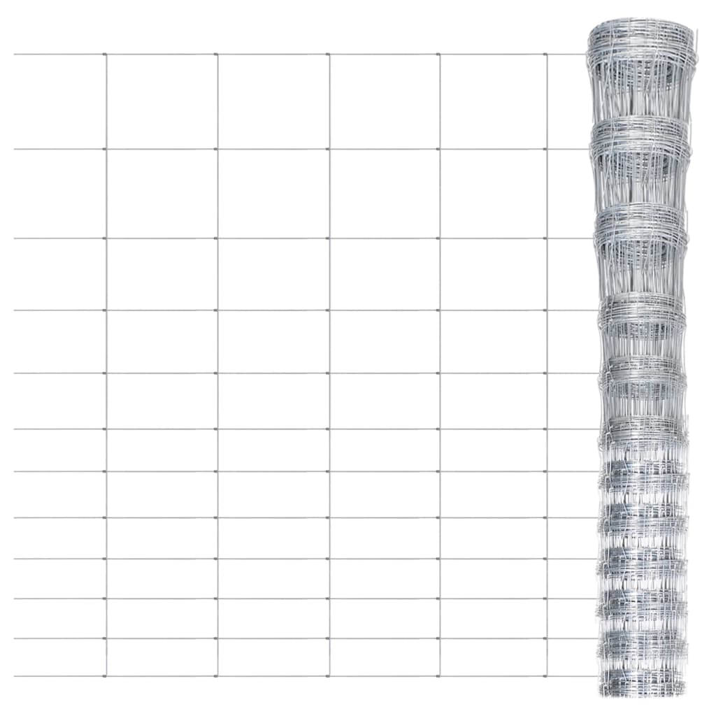 Gard de gradina cu 15 fire orizontale vidaXL, Otel, 50 x 1.6 m, Argintiu