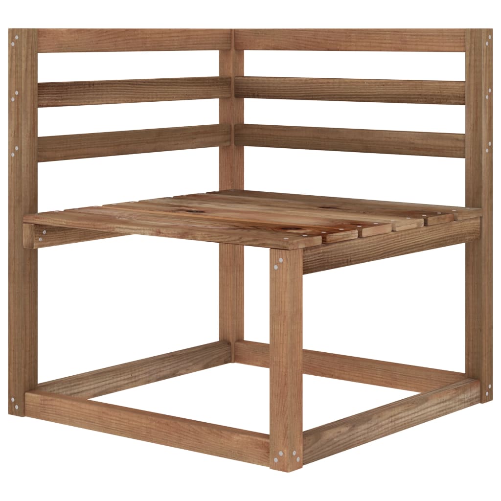 Canapea de colt din paleti de gradina, vidaXL, Lemn de pin tratat, 64 x 64 x 70 cm, Maro