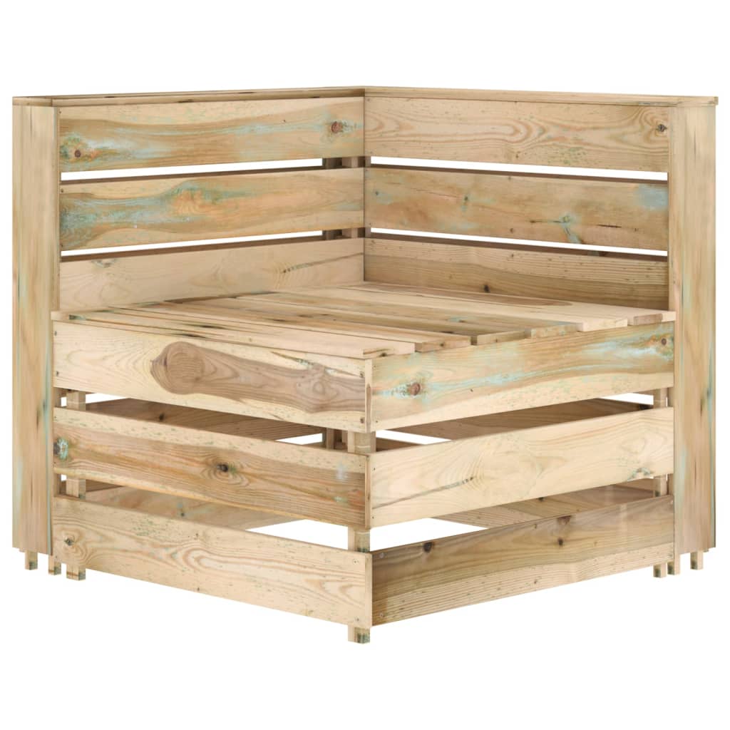 Canapea de colt, de gradina, din paleti, vidaXL, Lemn de pin tratat, 69 x 70 x 66 cm, Maro