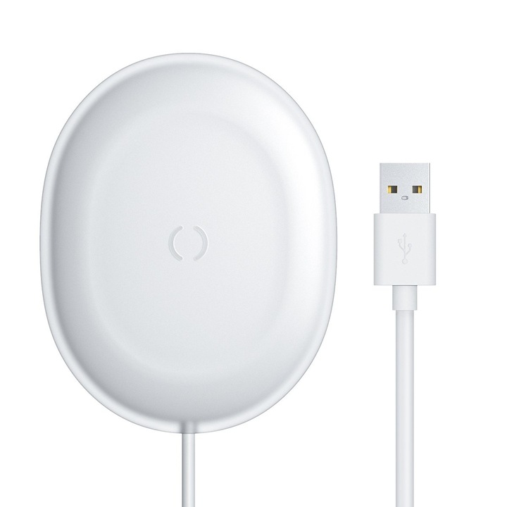 Безжично зарядно Baseus Jelly Qi, 15W, с USB към USB-C кабел, бял