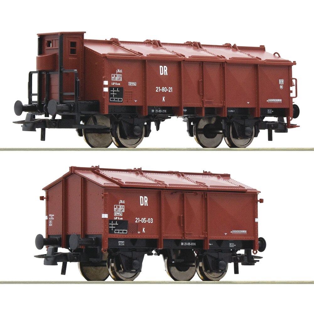 Set Vagoane Gondola cu Trape Mobile Tip K, Roco, scara H0, 2 piese