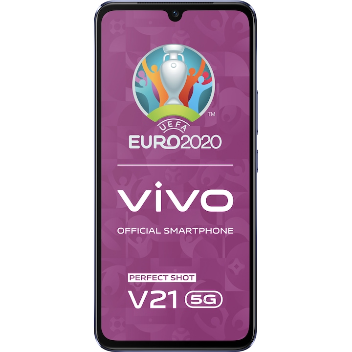 Vivo V21 Mobiltelefon, Kártyafüggetlen, 8GB RAM, 128GB, 5G, Dusk Blue