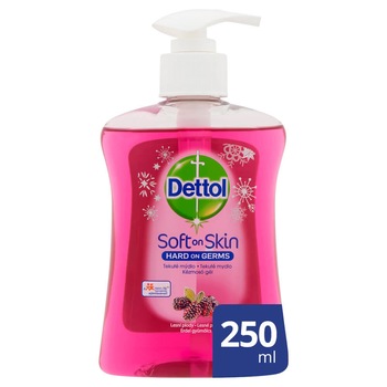 Sapun lichid dezinfectant Dettol cu fructe de padure, pompita, 250 ml Sapun lichid dezinfectant Dettol cu fructe de padure, pompita, 250 ml