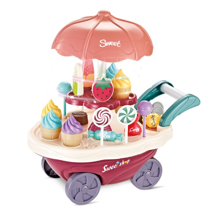 Set jucarii pentru copii, 38x33x20 cm, Model dulciuri si inghetata, Plastic, Multicolor