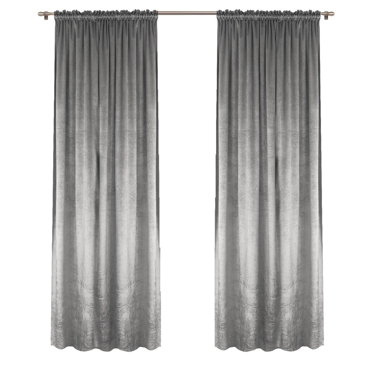 Завеса Velur L390, Сив, 135x250 см