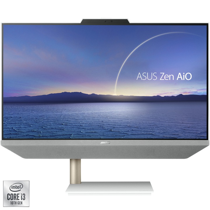 ASUS Zen A5401WRAK All-in-One számítógép, Intel Core 3 i3-10100T processzorral, akár 3,80 GHz, 23,8, Full HD IPS kijelző, 8 GB DDR4 RAM, 512 GB SSD, Intel UHD Graphics 630, Windows 10 Home, fehér