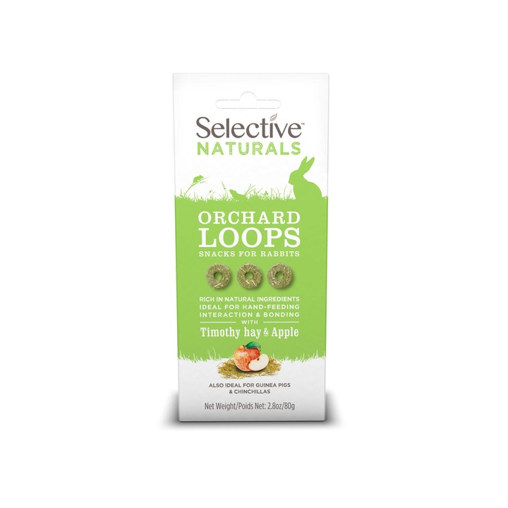 Inele naturale din fan si mere, Orchard Loops, Selective Naturals, 80 g