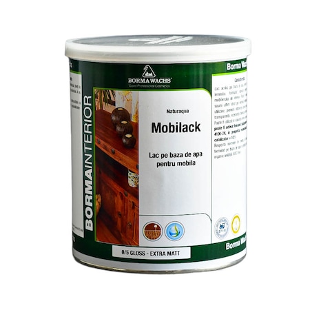 Lac pe baza de apa pentru mobila, Borma Wachs, Mobilack, 1l, transparent, extra mat