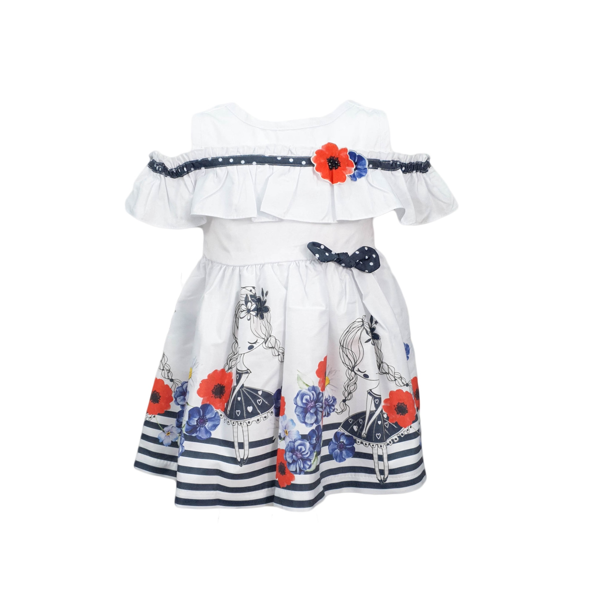 Rochie casual-eleganta, Alb-bleumarin