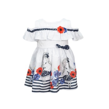 Rochie casual-eleganta, Alb-bleumarin Rochie casual-eleganta, Alb-bleumarin