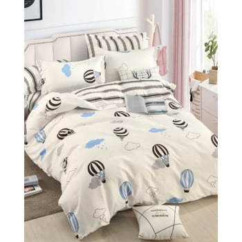 Set Lenjerie de Pat din Finet cu 2 Fete, 6 Piese, Pat 2 Persoane, Hot-air Balloon Set Lenjerie de Pat din Finet cu 2 Fete, 6 Piese, Pat 2 Persoane, Hot-air Balloon