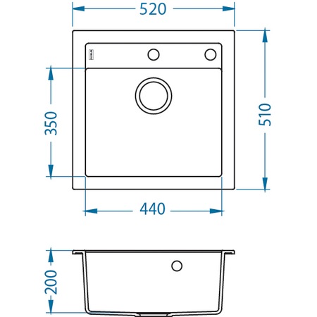 Chiuveta bucatarie Alveus Formic 20 A55 incastrabila, 520x510mm, adancime 200mm,material compozit, Bej melange