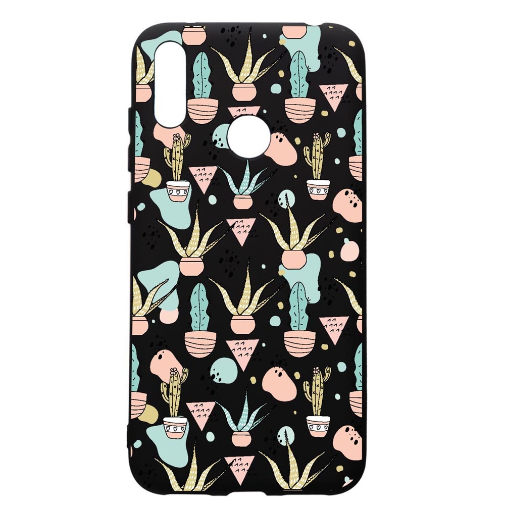 Husa Silicon Premium compatibila cu Huawei Y7 2019, Cactus, cu interiorul din material textil, protectie camera, PB774