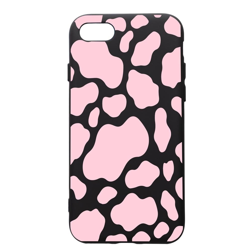 Husa Silicon Premium compatibila cu Apple iPhone SE 2 / iPhone 8 / iPhone 7, Pink Cow, cu interiorul din material textil, protectie camera, PB786